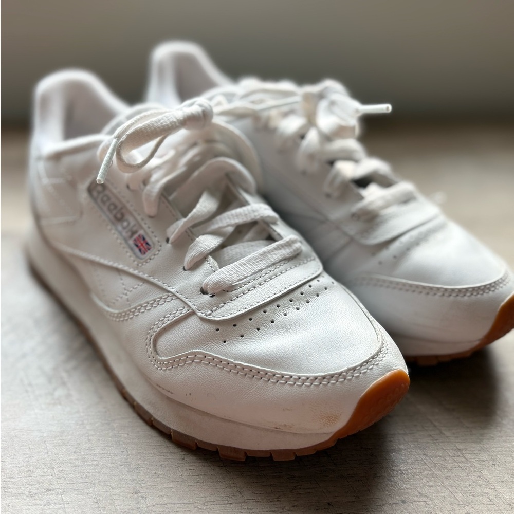 Reebok Classic White Sneakers with Tan Soles